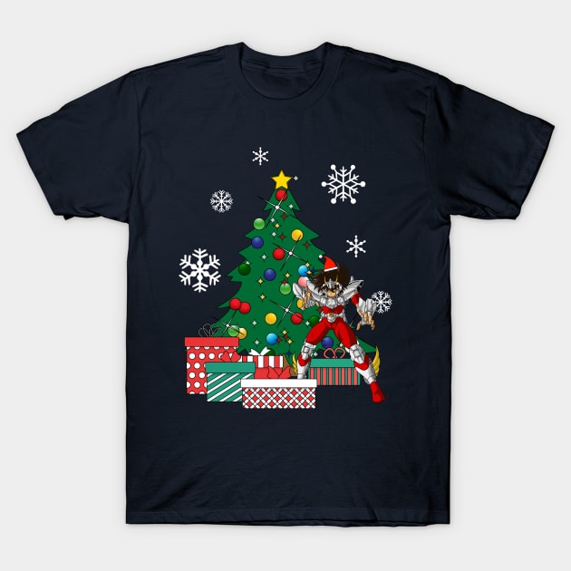 Pegasus Seiya Around The Christmas Tree T-Shirt by Nova5